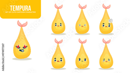 Cute tempura cartoon character Premium Vector