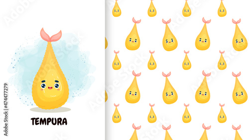 Cute tempura seamless pattern. Cute japanese pattern Premium Vector