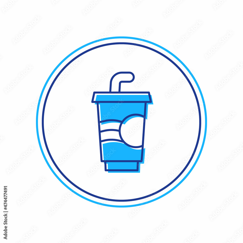 Filled outline Paper glass with drinking straw and water icon isolated on white background. Soda drink glass. Fresh cold beverage symbol. Vector Filled outline Paper glass with drinking straw and water icon isolated on white background. Soda drink glass. Fresh cold beverage symbol. Vector