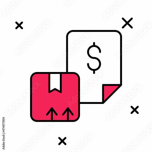 Filled outline Waybill icon isolated on white background. Vector
