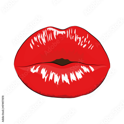 red lips isolated on white background