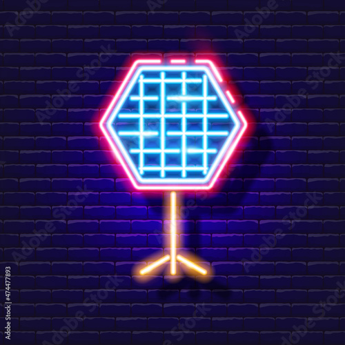 Softbox honeycomb neon icon. Photo and video concept. Vector illustration of a sign for design, website, decoration, online store.
