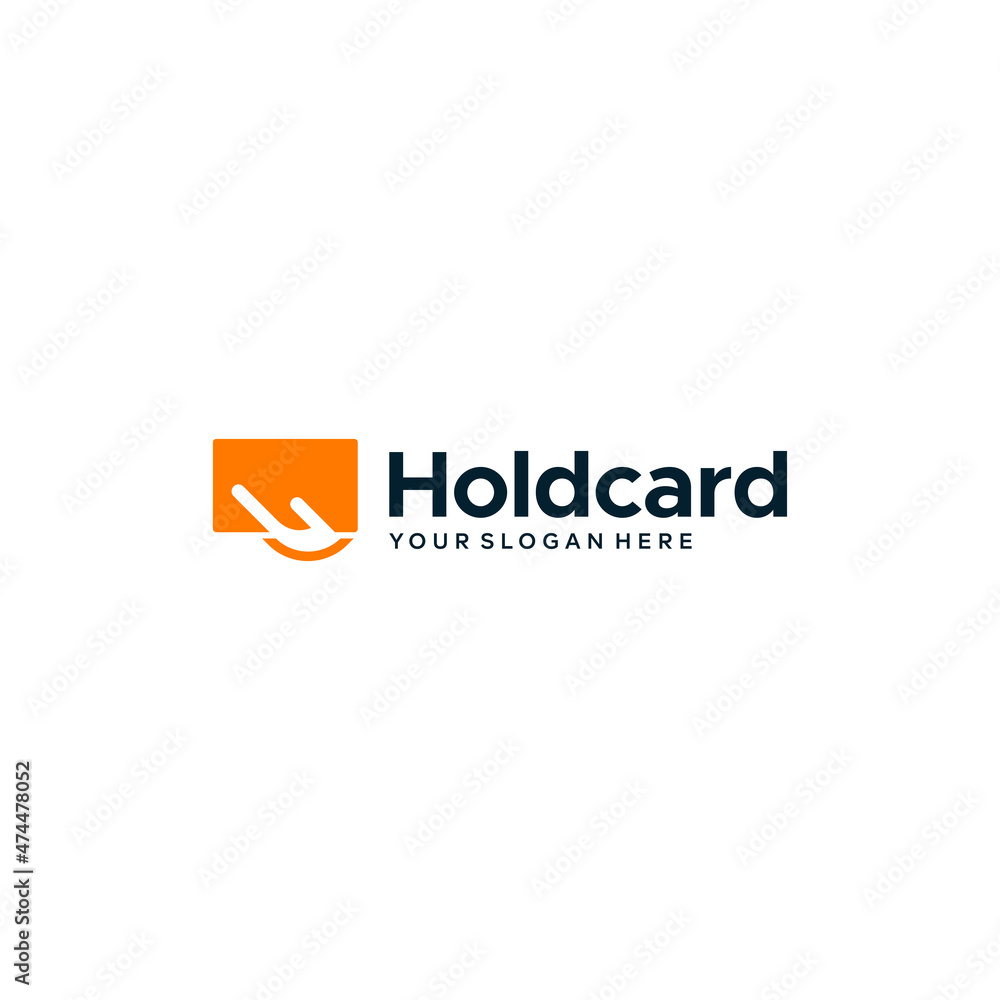 Minimalist flat letter mark HOLD CARD logo design