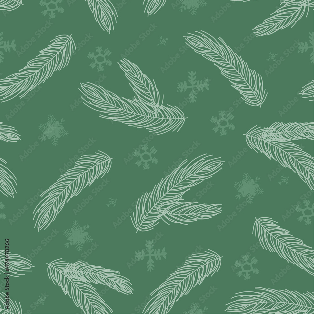 Fir tree branch seamless pattern, winter background. christmas holly, spruce branches Fir tree branch seamless pattern, winter background. christmas holly, spruce branches