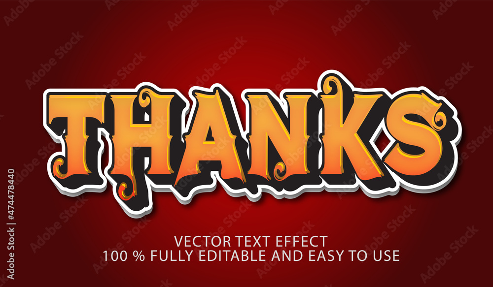 THANKS VECTOR TEXT EFFECT
