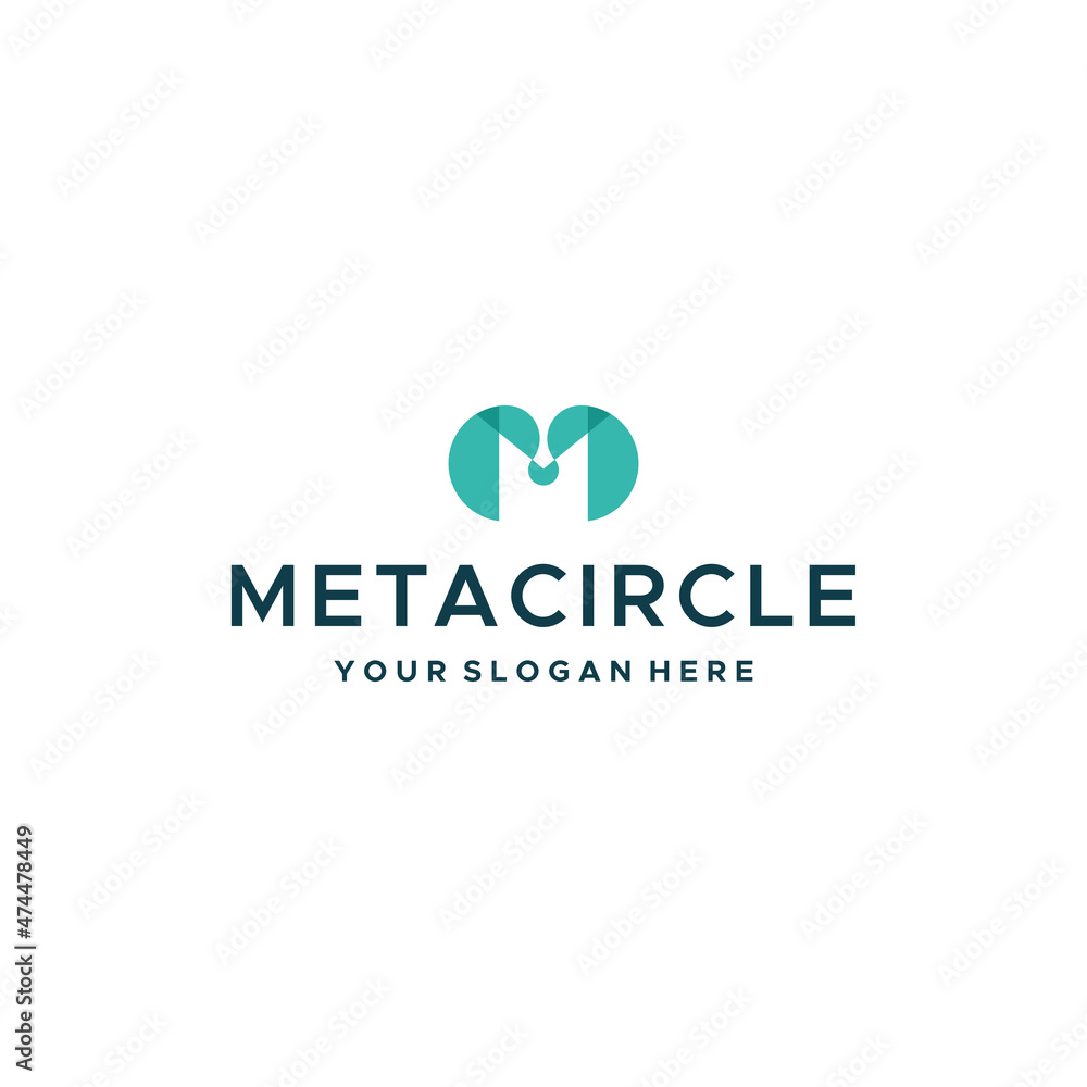Flat letter mark initial M METACIRCLE logo design 