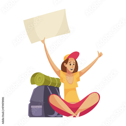 Teenage Girl Hitchhiking Composition