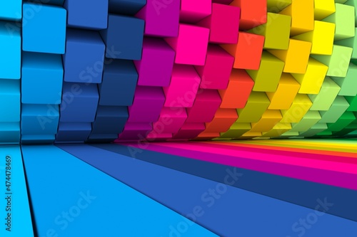 Colorful gears abstract background 3D render illustration