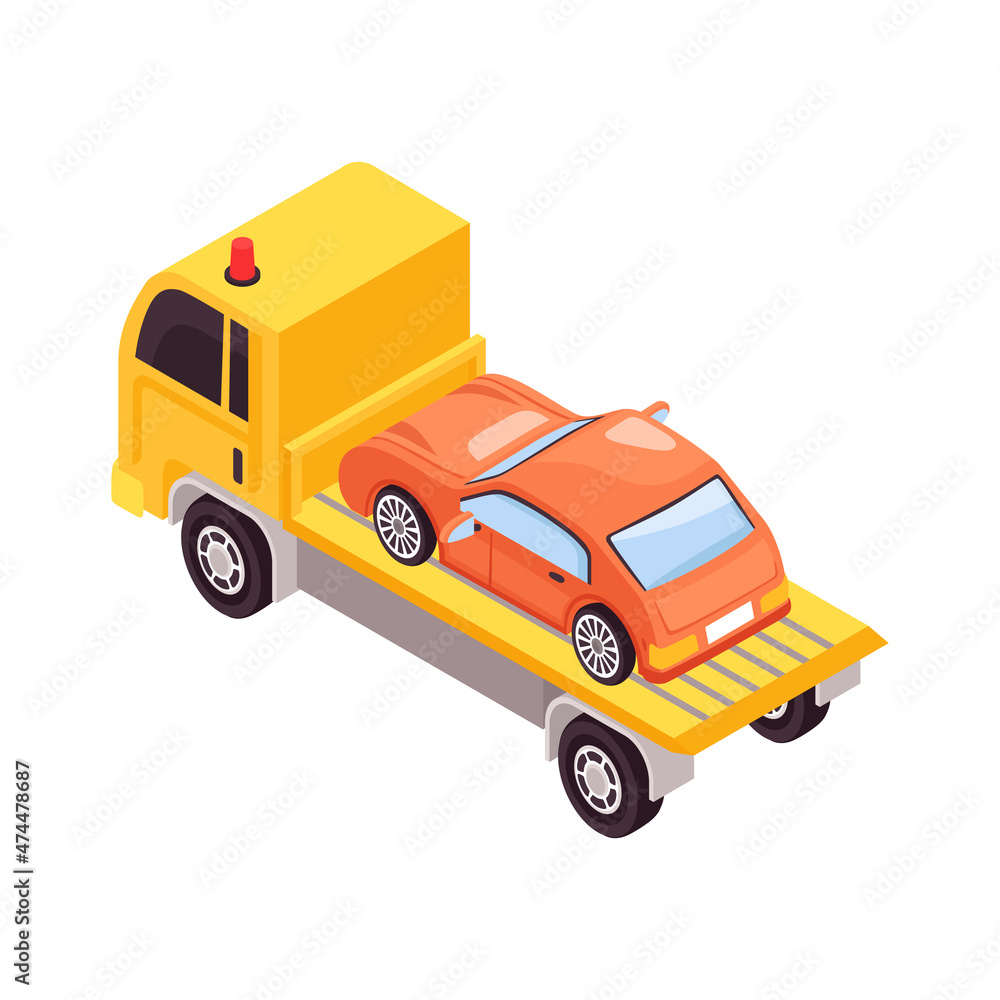 Naklejka premium Truck With Car Composition