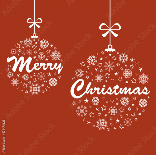 christmas greetings baubles with snow flakes