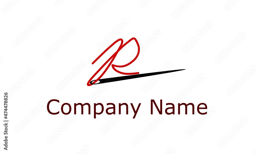 needle and letter r vector design template illustration needle and letter r vector design template illustration