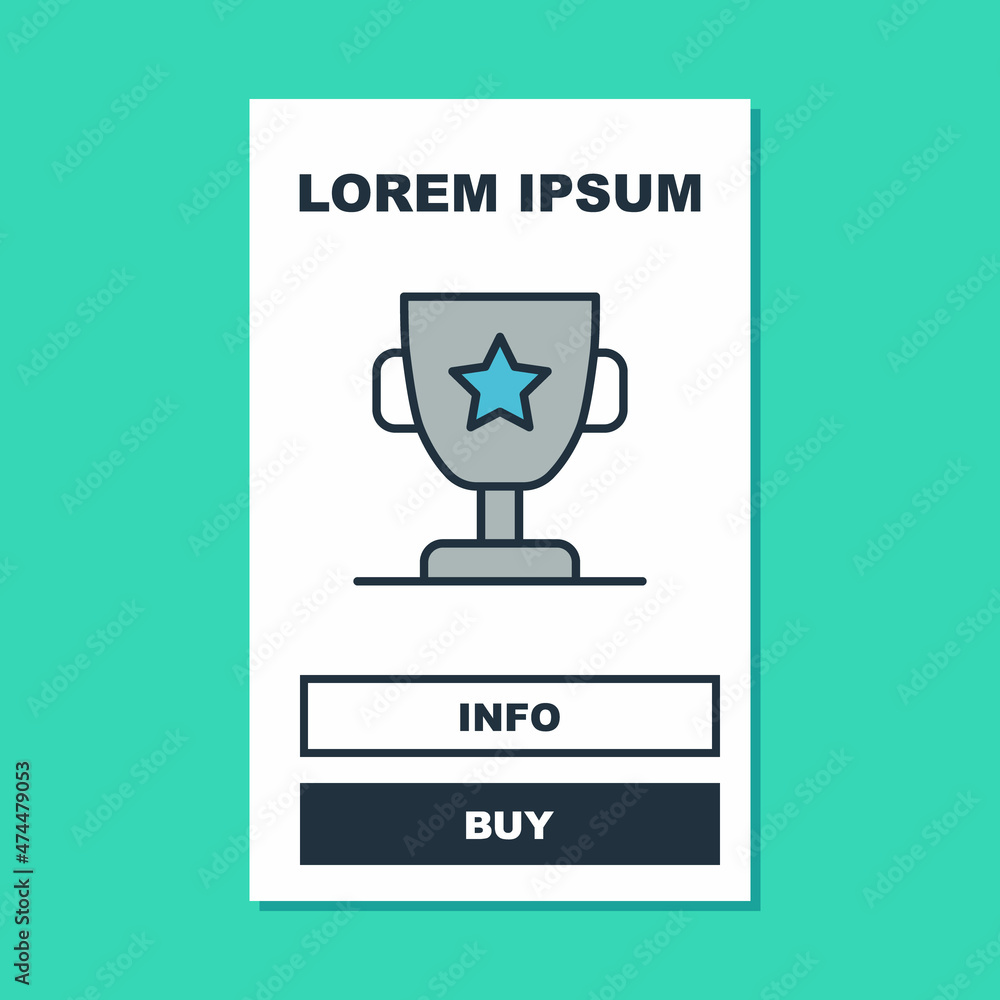 Filled outline Award cup icon isolated on turquoise background. Winner trophy symbol. Championship or competition trophy. Sports achievement sign. Vector