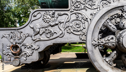 Detail of the carriage of the Tsar Cannon in Moscow Kremlin