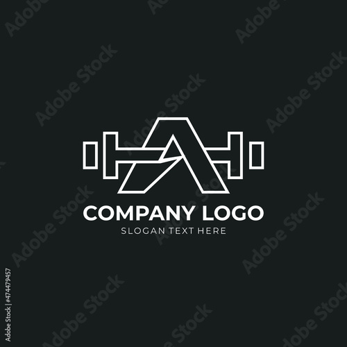 Letter A Logo With barbell. Fitness Gym logo. fitness vector logo design for gym and fitness