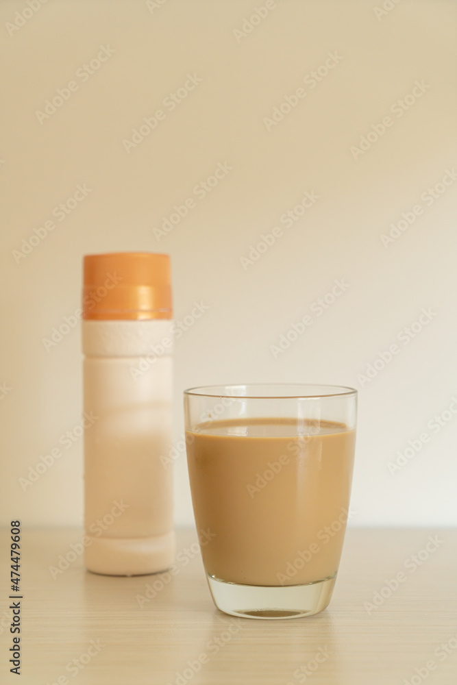 coffee latte glass with ready to drink coffee bottles coffee latte glass with ready to drink coffee bottles