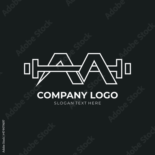 Letter M Logo With barbell. Fitness Gym logo. fitness vector logo design for gym and fitness