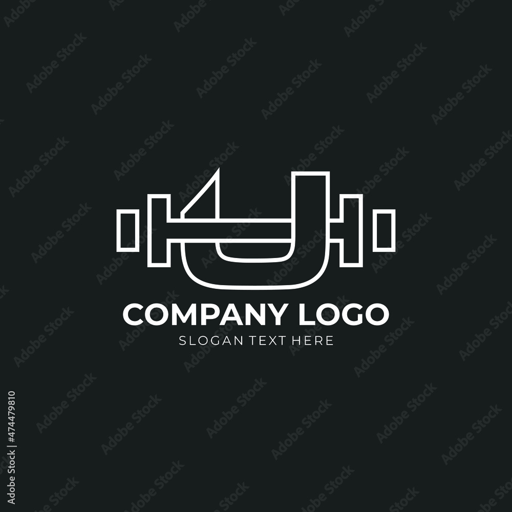 Letter U Logo With barbell. Fitness Gym logo. fitness vector logo design for gym and fitness