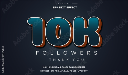 editable 3d text effect style number 10k followers
