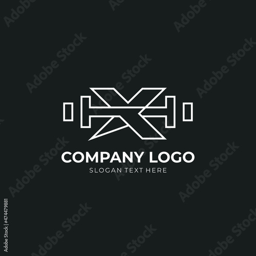Letter X Logo With barbell. Fitness Gym logo. fitness vector logo design for gym and fitness