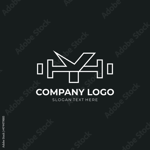 Letter Y Logo With barbell. Fitness Gym logo. fitness vector logo design for gym and fitness