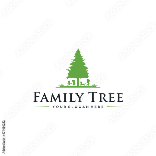 Modern flat letter mark green tree logo design