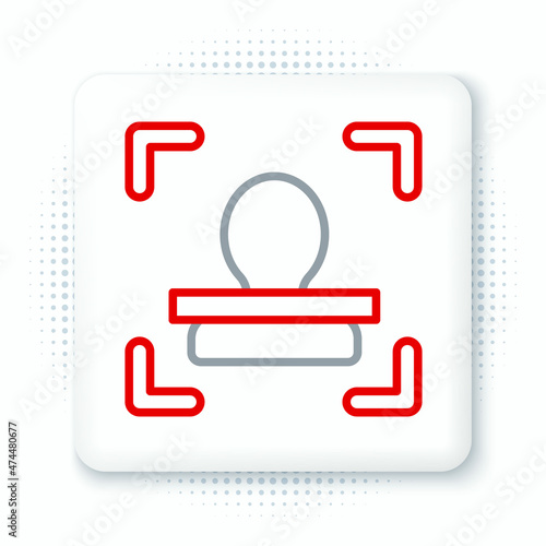 Line Face recognition icon isolated on white background. Face identification scanner icon. Facial id. Cyber security concept. Colorful outline concept. Vector