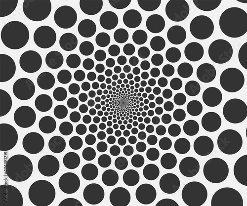 Abstract circle pattern, art decoration with black and white dots. Vector dotted background.