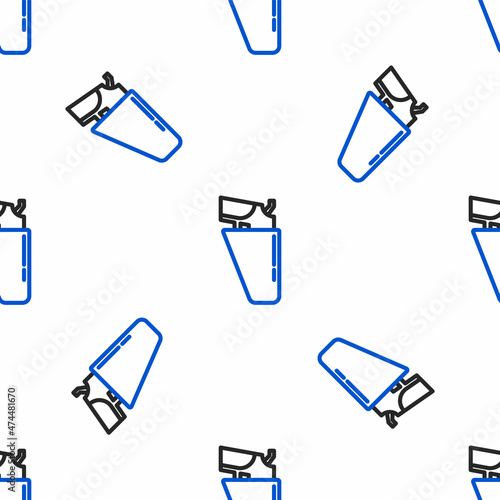 Line Revolver gun in holster icon isolated seamless pattern on white background. Colorful outline concept. Vector