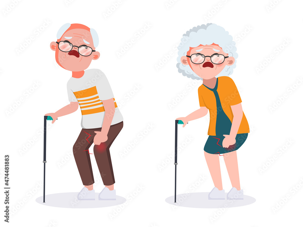 Fototapeta premium The grandmother and grandfather has knee pain in older people.