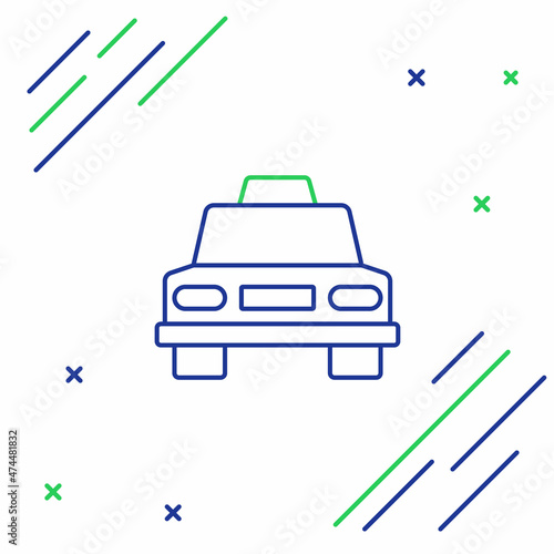Line Taxi car icon isolated on white background. Colorful outline concept. Vector