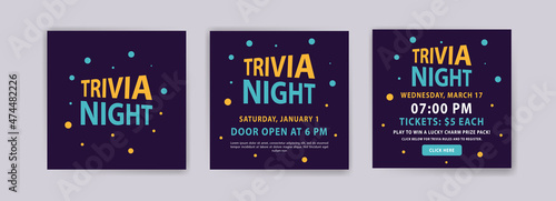 Trivia night. Vector poster and social media post template.