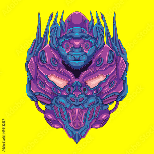 Robot soldier head warrior illustration