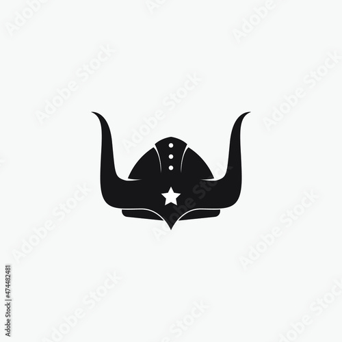 Viking armor helmet. Warrior helmet for game club, sport logo.