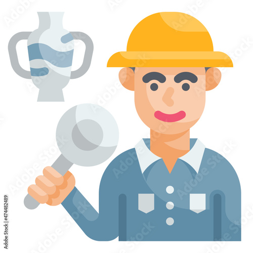 archaeologist flat icon