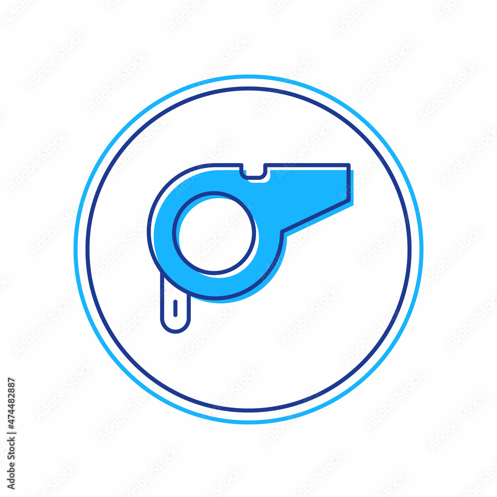 Filled outline Whistle icon isolated on white background. Referee symbol. Fitness and sport sign. Vector Filled outline Whistle icon isolated on white background. Referee symbol. Fitness and sport sign. Vector