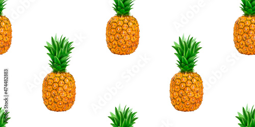 Pineapple seamless pattern. Sweet tropical fruit background