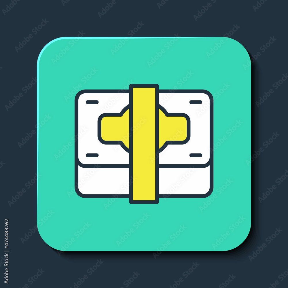 Filled outline Stacks paper money cash icon isolated on blue background. Money banknotes stacks. Bill currency. Turquoise square button. Vector Filled outline Stacks paper money cash icon isolated on blue background. Money banknotes stacks. Bill currency. Turquoise square button. Vector