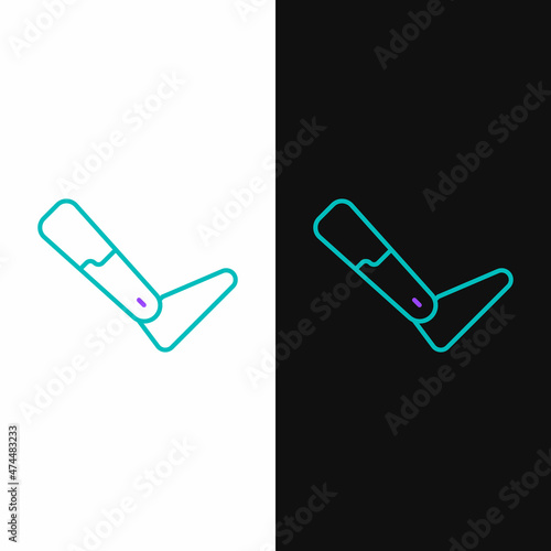 Line Prosthesis leg icon isolated on white and black background. Futuristic concept of bionic leg, robotic mechanical leg. Colorful outline concept. Vector