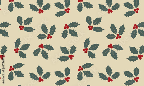 Christmas floral flower seamless repeating pattern background. Trendy for fabric, texitle print, wallpaper, background, wrapping or invitation cards, packaging. photo