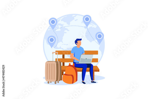Nomadism Vector artworks depicts emigration of highly trained and intelligent people out from a country illustration exclusive design inspiration 