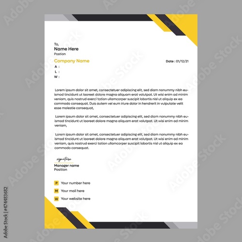 Yellow company or  business letterhead template design 