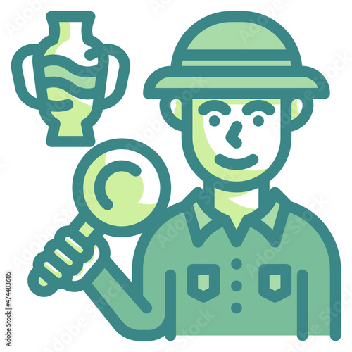 archaeologist blue line icon