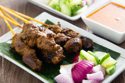Malaysian mutton satay with delicious peanut sauce.