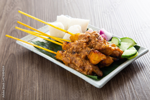 Malaysian chicken satay with delicious peanut sauce.