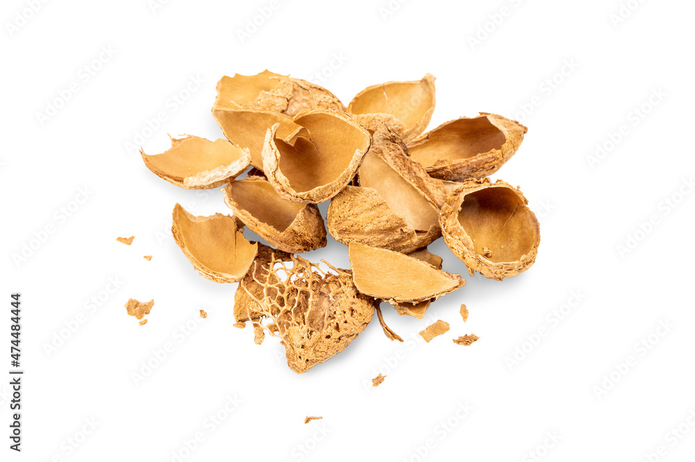 Heap of almond shells. Heap of almond shells.