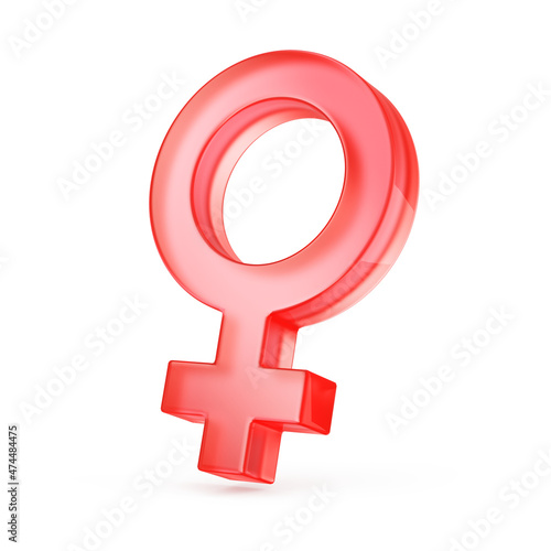 Female sex symbol Glass 3d icon. 3d rendering gender symbol isolated on white.