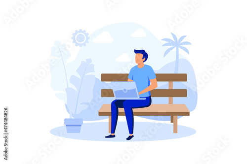 Downshifting flat modern design illustration