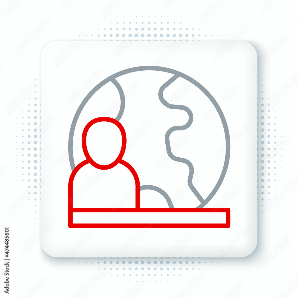 Line World news icon isolated on white background. Breaking news, world news tv. Colorful outline concept. Vector Line World news icon isolated on white background. Breaking news, world news tv. Colorful outline concept. Vector
