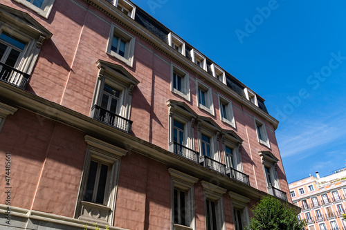 Old luxury residential building against sky. Madrid. Real estate and architecture concepts