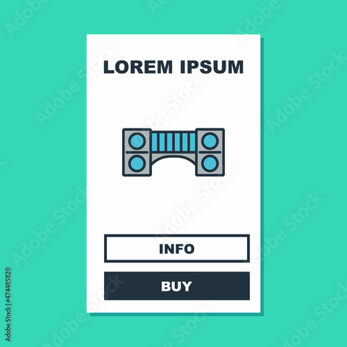 Filled outline Playground kids bridge icon isolated on turquoise background. Vector